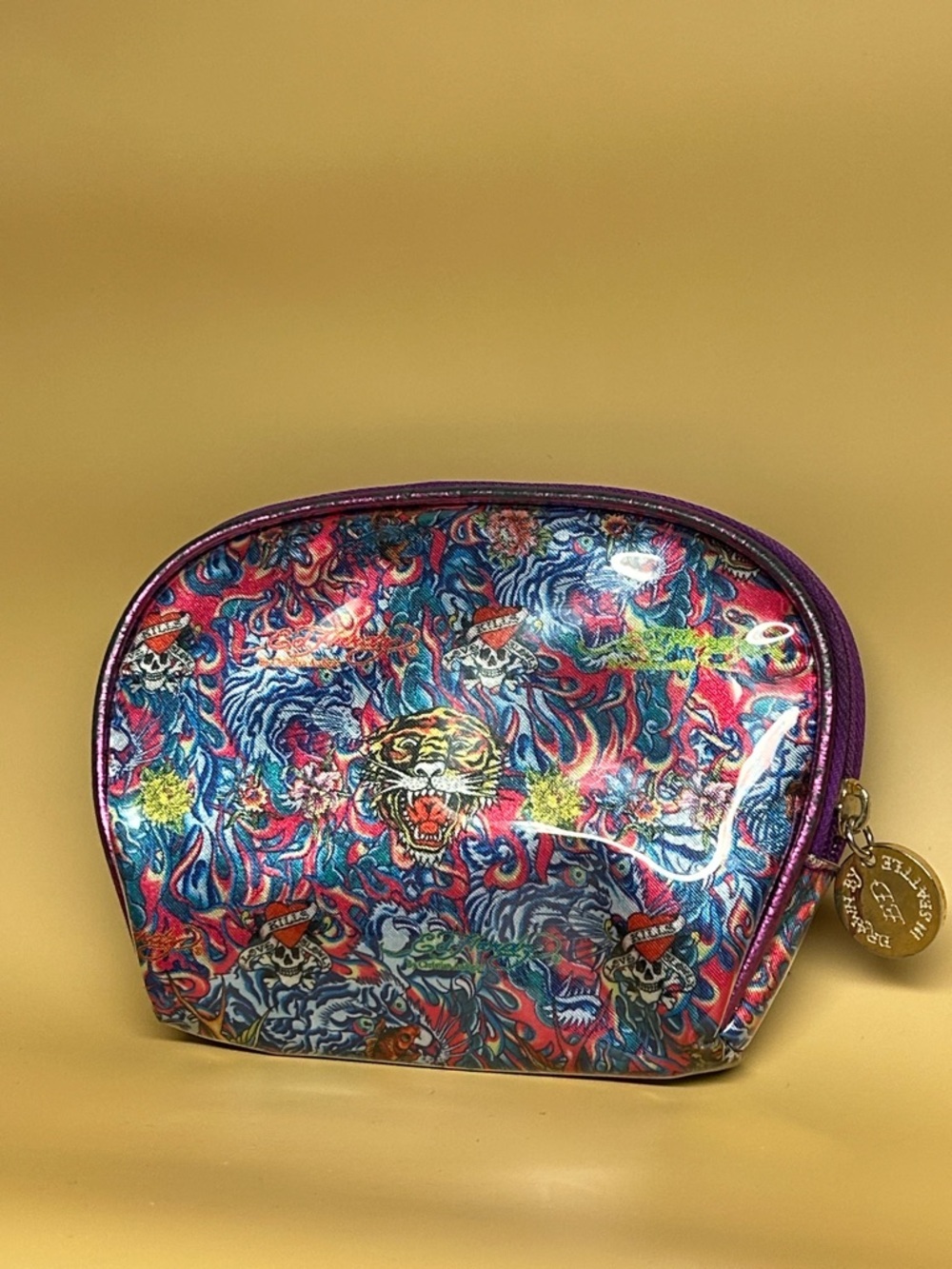 Ed Hardy by Christian Audigier zippered make up bag clutch. Love Kill Slowly.